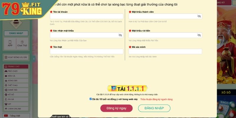 Đăng Ký 79KING - Hướng Dẫn Từ A Đến Z Cho Người Mới Bắt Đầu 2 Điền đầy đủ thông tin đăng ký 79KING